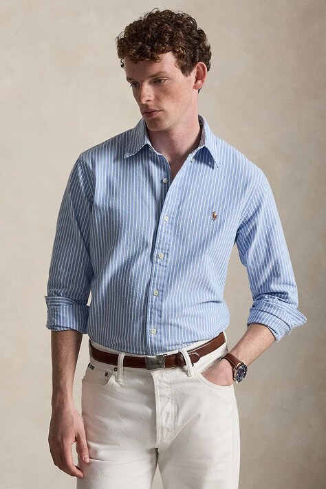 Polo Ralph Lauren koszula męska bawełniana niebieska w paski 710B22593