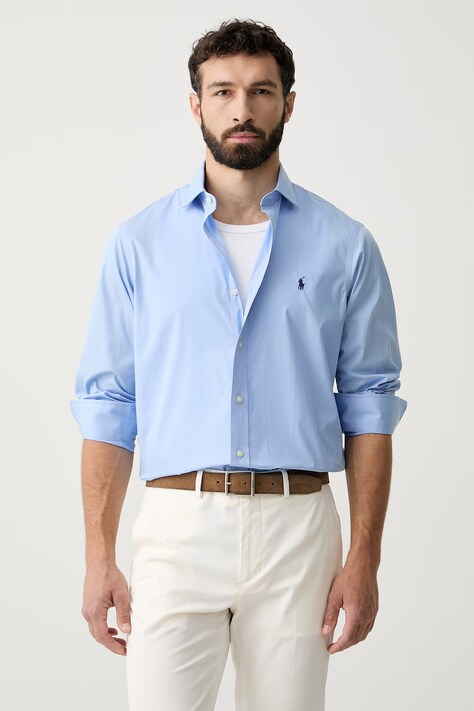 Polo Ralph Lauren koszula męska bawełniana niebieska gładka 712B22542