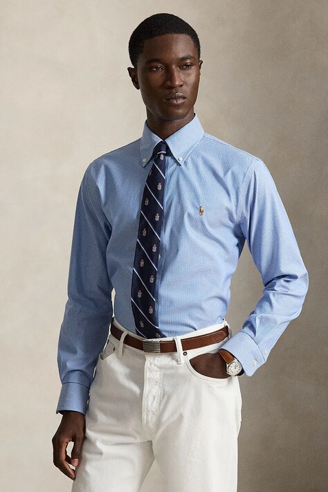 Polo Ralph Lauren koszula oxford męska bawełniana niebieska w paski 712B22539