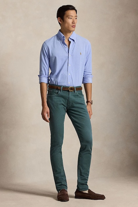 Polo Ralph Lauren cămașă oxford pentru bărbați din bumbac albastră simplă 710P03967