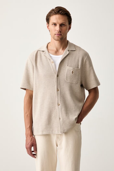 Polo Ralph Lauren koszula męska bawełniana beżowa gładka 710P04442