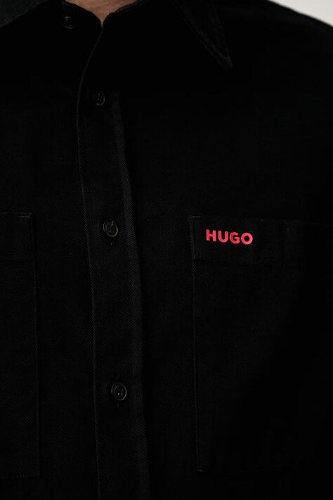 HUGO сорочка чоловіча бавовняна Egrin — AW26-KDMZYK, чорний — фото 5