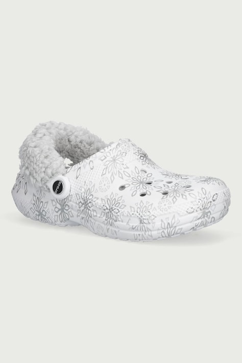 Crocs Klapki mules damskie Metallic Snowflake białe 214285