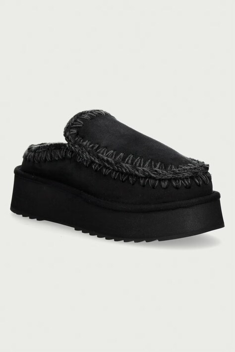 Mou Чехли сабо дамски от велур Clog Eskimo Platform черни MU.FW681004A