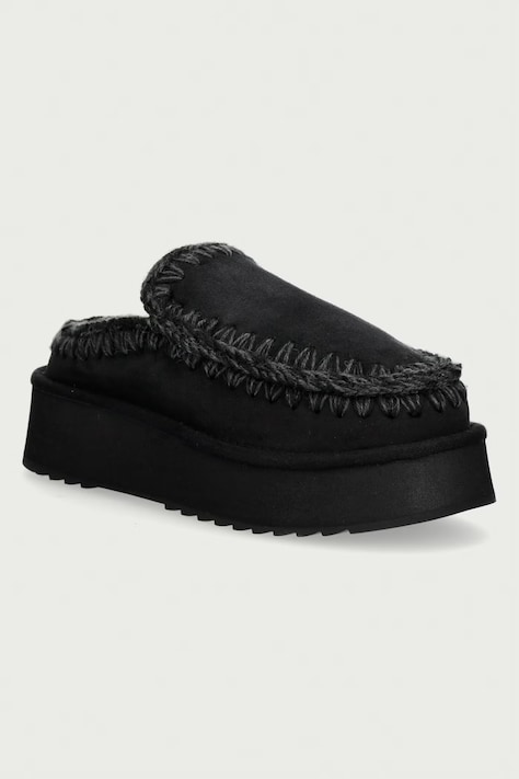 Mou Чехли сабо дамски от велур Clog Eskimo Platform черни MU.FW681004A