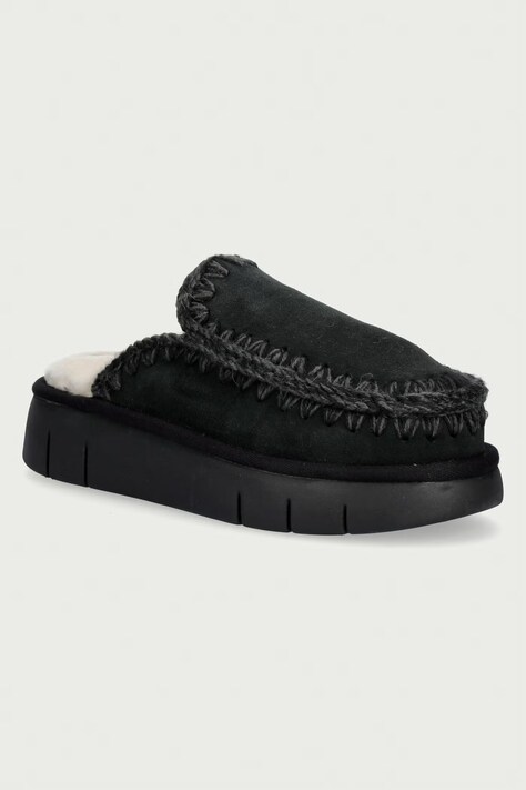 Mou Παντόφλες Γυναικείες σουέτ Bounce Clog μαύρες MU.FW531014A