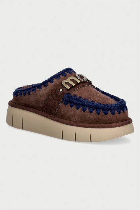 Mou Papuče dámske semišové Bounce Clog Metal Logo hnedé MU.FW531001A