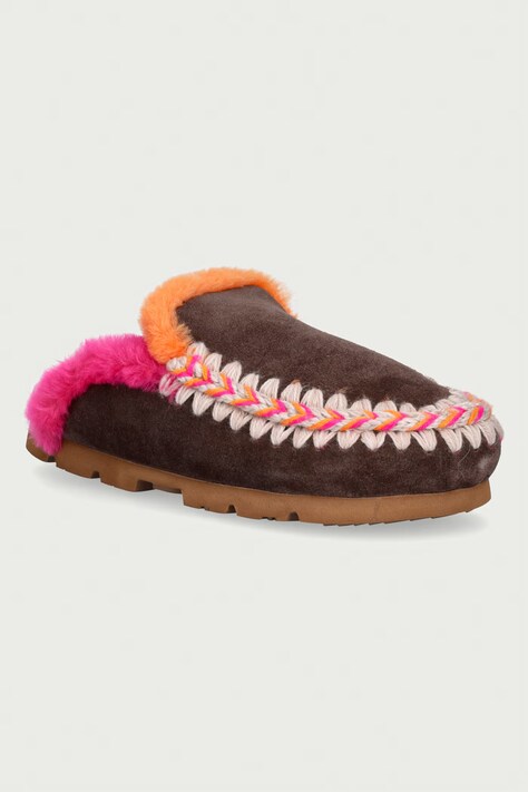Mou Σαγιονάρες Γυναικεία σουέτ Winter Bio Overstitching καφέ MU.FW431005A