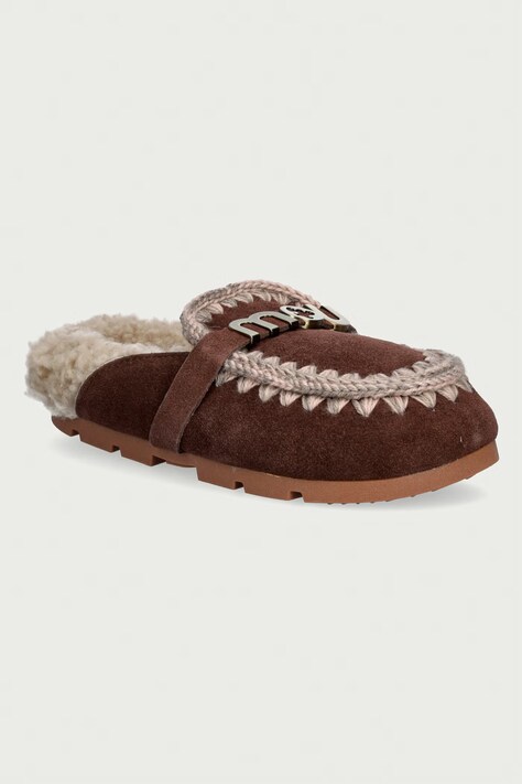 Mou Papuče dámske semišové Winter Bio Slide Logo hnedé MU.FW431000A