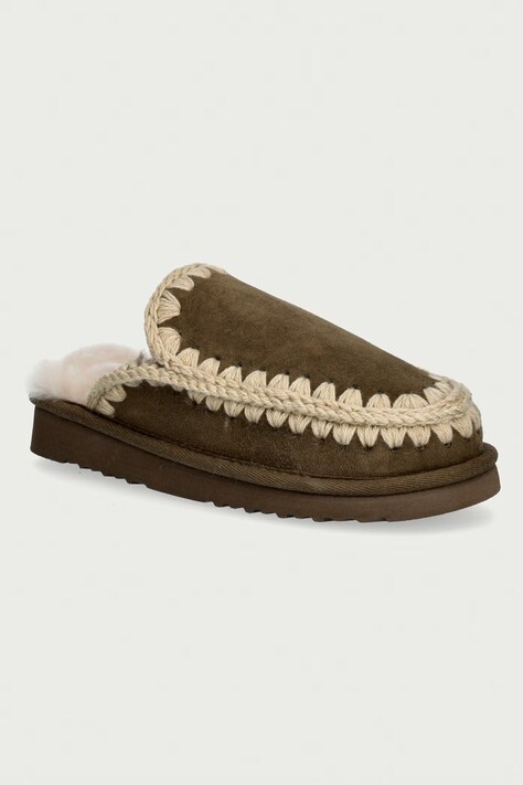 Mou Παντόφλες Γυναικείες σουέτ Eskimo Slipper πράσινες MU.FW101125A