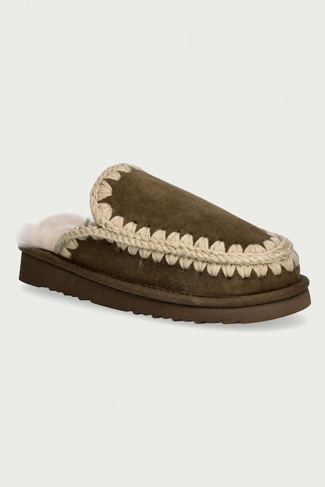 Mou Παντόφλες Γυναικείες σουέτ Eskimo Slipper πράσινες MU.FW101125A
