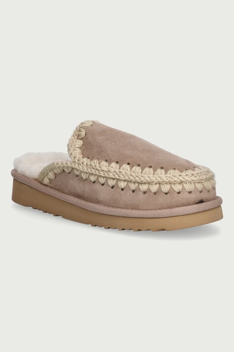 Mou Papuče za žene od brušene kože Eskimo Slipper bež MU.FW101125A