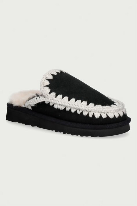 Mou Σαγιονάρες Γυναικεία σουέτ Eskimo Slipper μαύρες MU.FW101125A