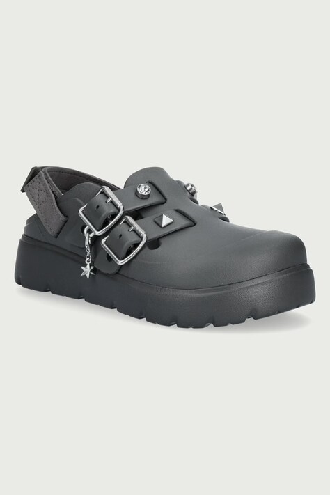 Crocs Klapki na platformie damskie Loaferette Star Studded Clog szare 214212