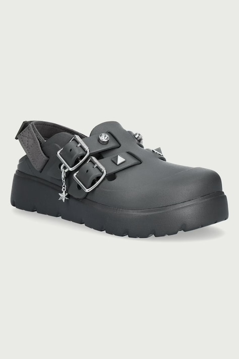 Crocs Klapki na platformie damskie Loaferette Star Studded Clog szare 214212