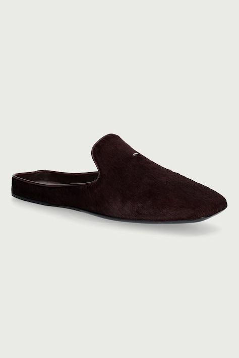 Max Mara Klapki mules damskie skórzane bordowe 2624526092600