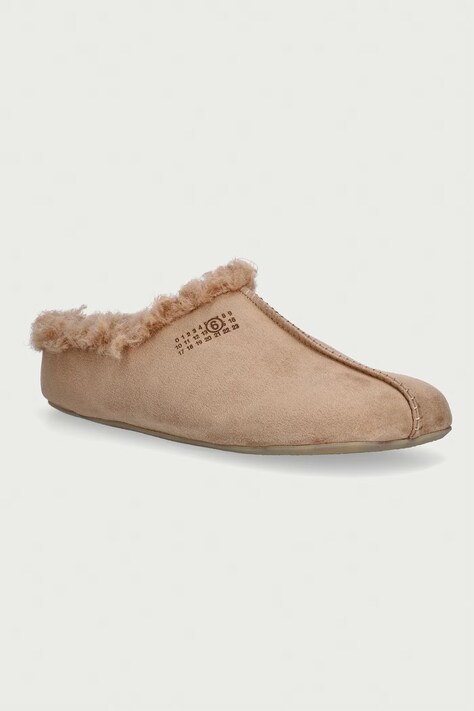 MM6 Maison Margiela kapcie damskie zamszowe beżowe S59WX0087-P7808