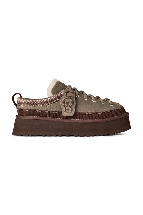 UGG Papuci de casă pentru femei din piele întoarsă W Heritage Lace-Up Slipper bej 1180361.DDRG