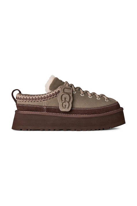 UGG Papuci de casă pentru femei din piele întoarsă W Heritage Lace-Up Slipper bej 1180361.DDRG