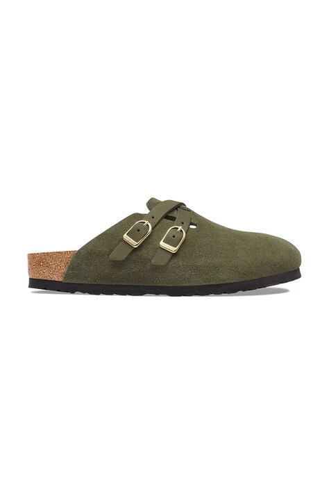 Birkenstock Blair D-Buckle LEVE klapki mules damskie zamszowe zielone 1033158