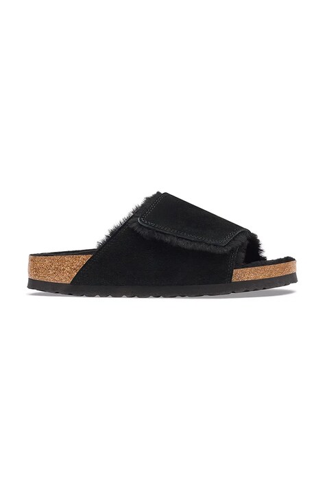Birkenstock Solana Shearling LEVE klapki damskie zamszowe czarne 1032433