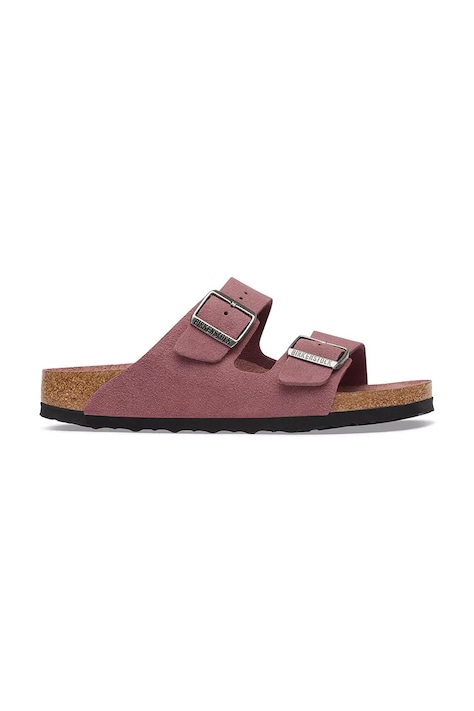 Birkenstock Arizona SFB LEVE klapki na płaskim obcasie damskie zamszowe różowe 1032679