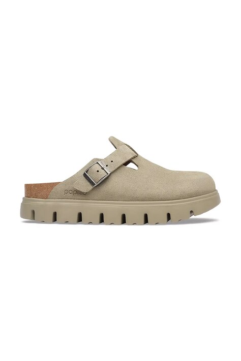 Birkenstock Boston Chunky LEVE klapki mules damskie zamszowe beżowe 1033054