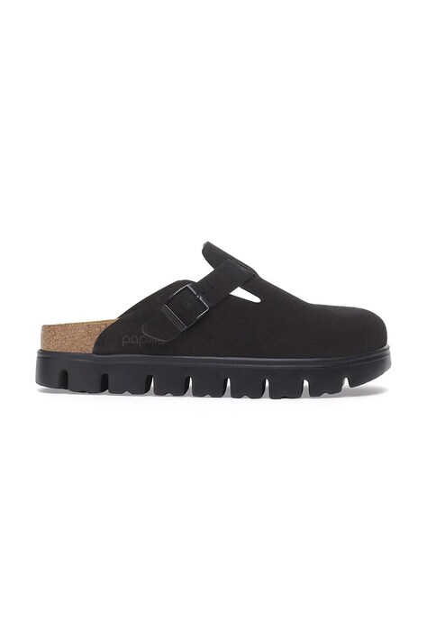 Birkenstock Boston Chunky LEVE шлёпанцы на платформе для женщин из замши чёрные 1028317