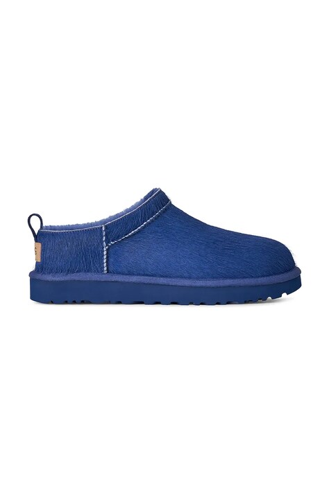 UGG Παντόφλες γυναικείες δερμάτινες W Classic Micro Calf Hair μπλε 1180417.HHV