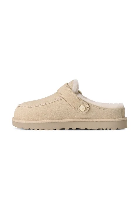 UGG Klapki damskie zamszowe W Goldenstar Evelina Clog beżowe 1180251.SNDC