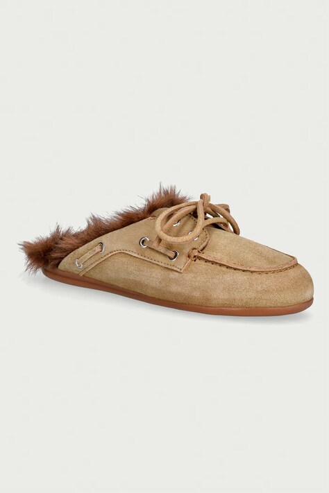 Posa Pantofle dámské semišové Boat Loafer Mule zelené PW265.207