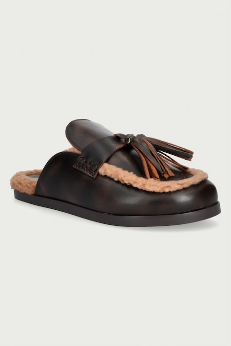 Posa Papuče dámske kožené Ranch Tassel Mule hnedé PW241.205