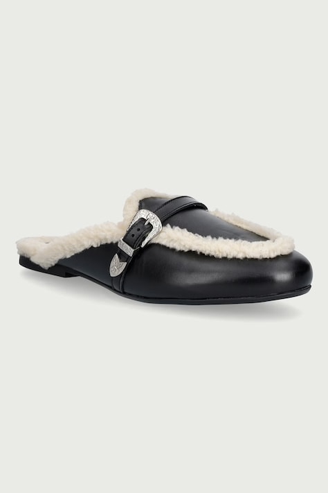 Posa Șlapi mocasini pentru femei din piele Aspen Mule negri PW232.600