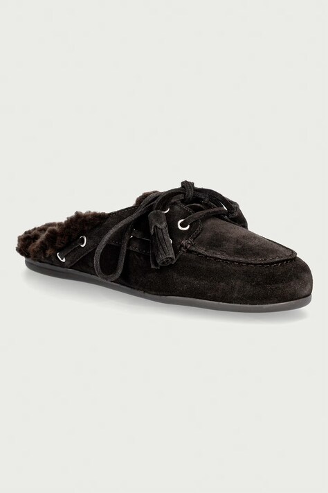 Posa ciabatte da donna in scamoscio Boat Loafer Mule marrone PW108.220