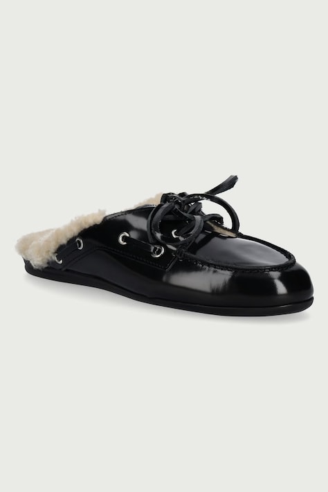 Posa Női bőr ppapucs Boat Loafer Mule fekete PW104.600