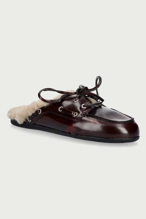 Posa Παντόφλες Γυναικεία δερμάτινες Boat Loafer Mule μπορντό PW104.501