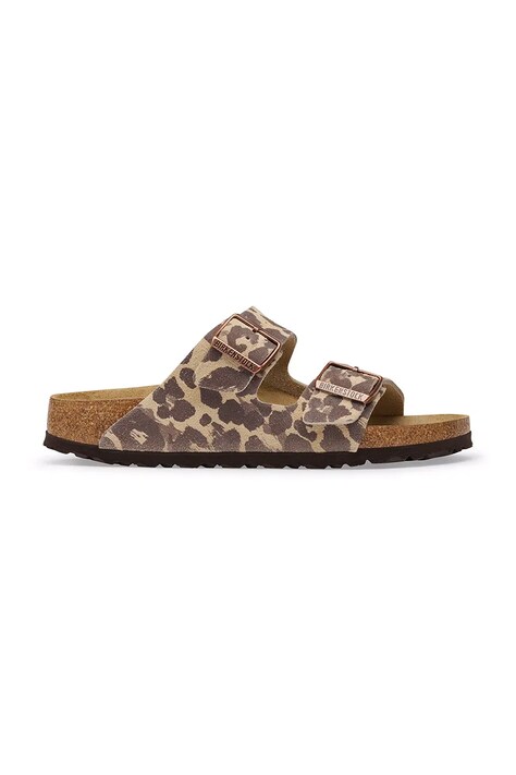 Birkenstock klapki damskie zamszowe Arizona Suede Leather Leopard beżowe 1033330