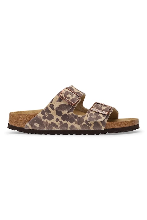 Birkenstock papuci pentru femei, din piele întoarsă Arizona Suede Leather Leopard bej 1033330