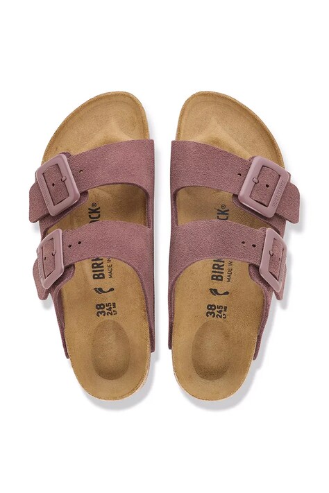 Birkenstock шльопанці жіночі замшеві Arizona Suede Cushion Buckle — AW26-KLDZWC, рожевий — фото 5