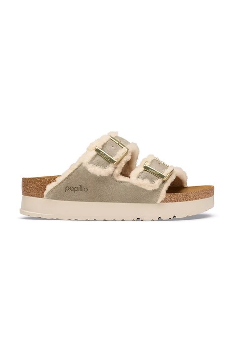 Birkenstock Natikače za žene x Papillio Arizona Teddy Edge Flex Platform bež 1033101