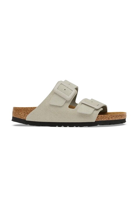 Birkenstock klapki damskie zamszowe Arizona Suede Cushion Buckle beżowe 1033088