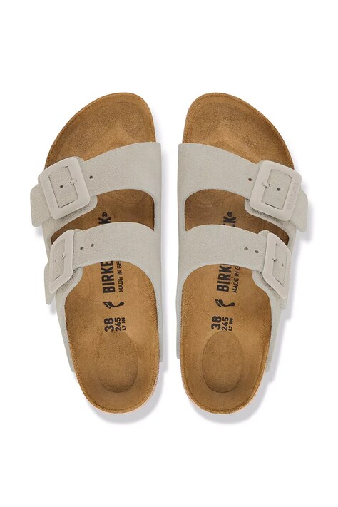 Birkenstock шльопанці жіночі замшеві Arizona Suede Cushion Buckle — AW26-KLDZWE, бежевий — фото 5