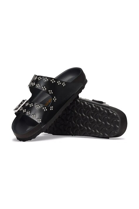 Birkenstock шльопанці жіночі шкіряні Arizona Exquisite Rivets — AW26-KLDZWM, чорний — фото 4