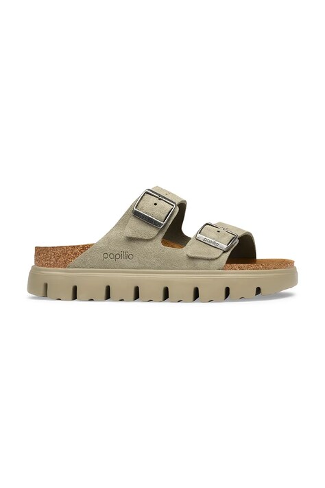 Birkenstock klapki damskie zamszowe Arizona Chunky Suede Leather beżowe 1032996