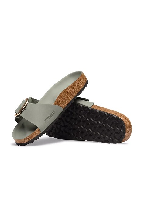 Birkenstock шльопанці жіночі шкіряні Madrid Big Buckle Oiled Leather — AW26-KLDZY0, зелений — фото 4
