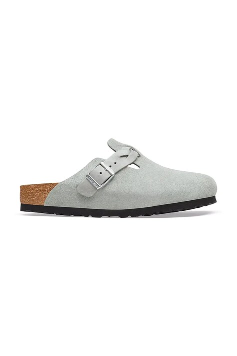 Birkenstock klapki mules damskie zamszowe Boston Braided Suede Leather niebieskie 1032933