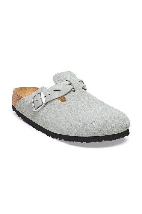 Birkenstock klapki mules damskie zamszowe Boston Braided Suede Leather niebieskie 1032933