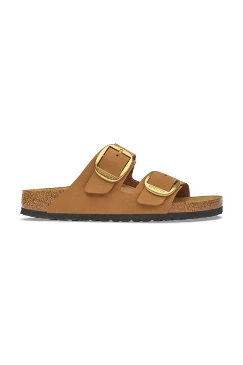 Birkenstock klapki damskie Arizona Big Buckle Nubuck Leather brązowe 1032931