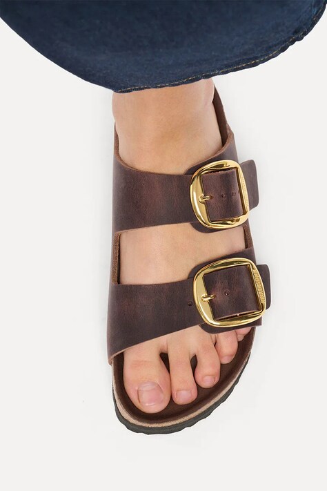 Birkenstock шльопанці жіночі шкіряні Arizona Big Buckle Oiled Leather — AW26-KLDZY8, коричневий — фото 7