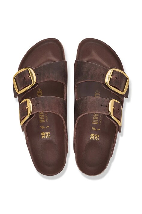 Birkenstock шльопанці жіночі шкіряні Arizona Big Buckle Oiled Leather — AW26-KLDZYE, коричневий — фото 5